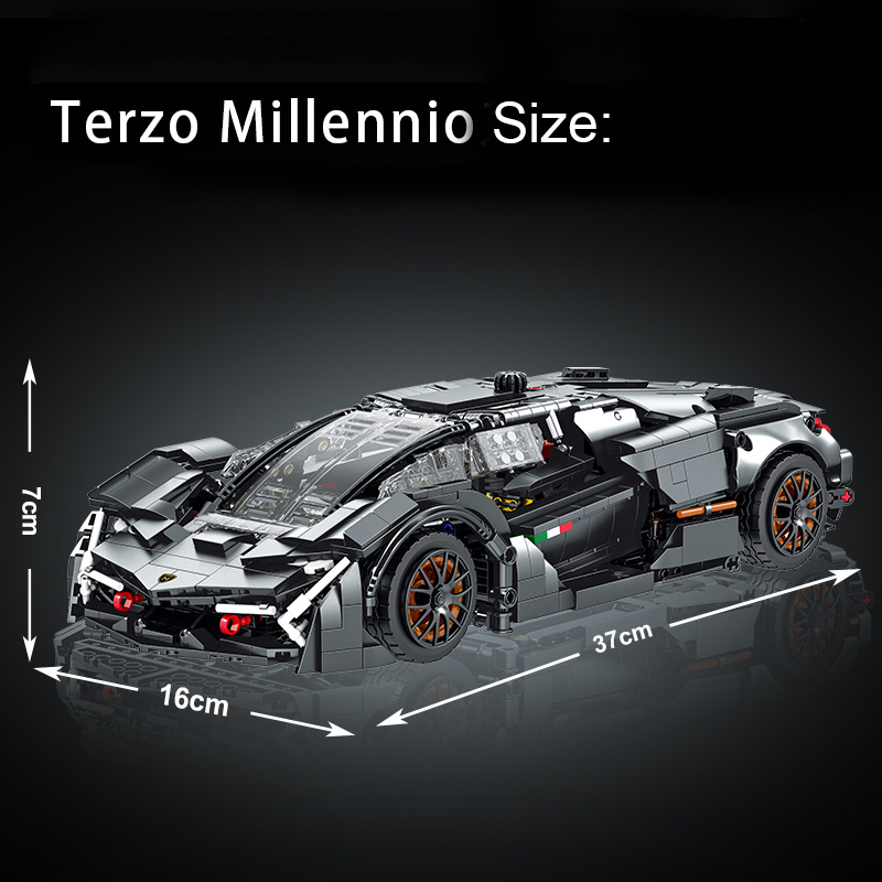 Briques de Construction Compatible Lego Technic - Lamborghini Terzo Millennio (Noir) - 1512 Pièces