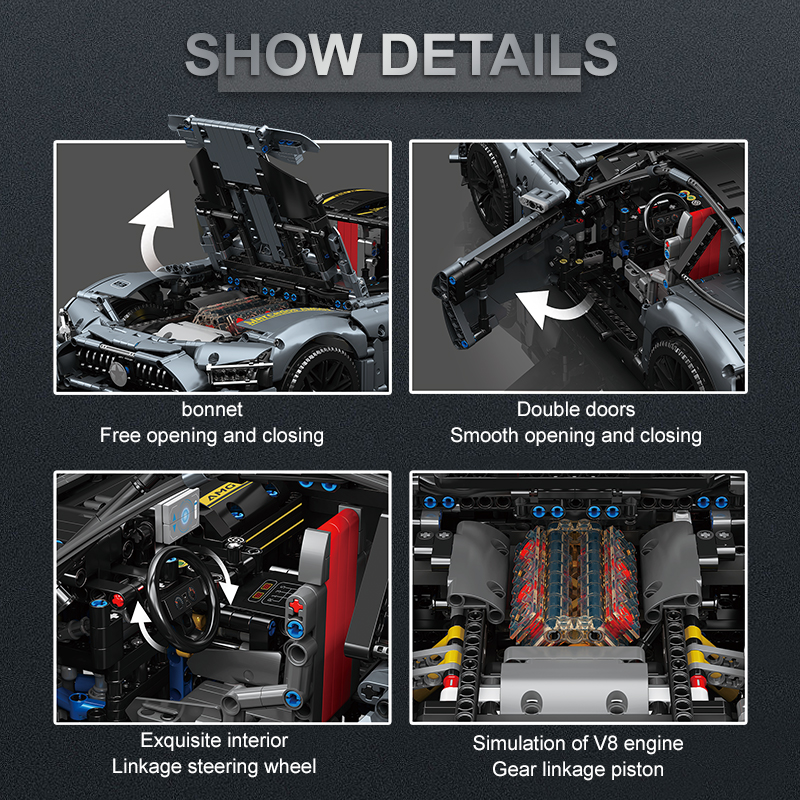 Briques de Construction Lego Technic AMG GTR Shadow Roadster Racing Télécommandé - 2872 Pièces